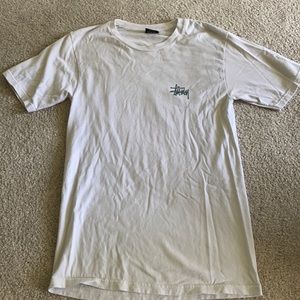 Stussy classic t-shirt light gray, green logo